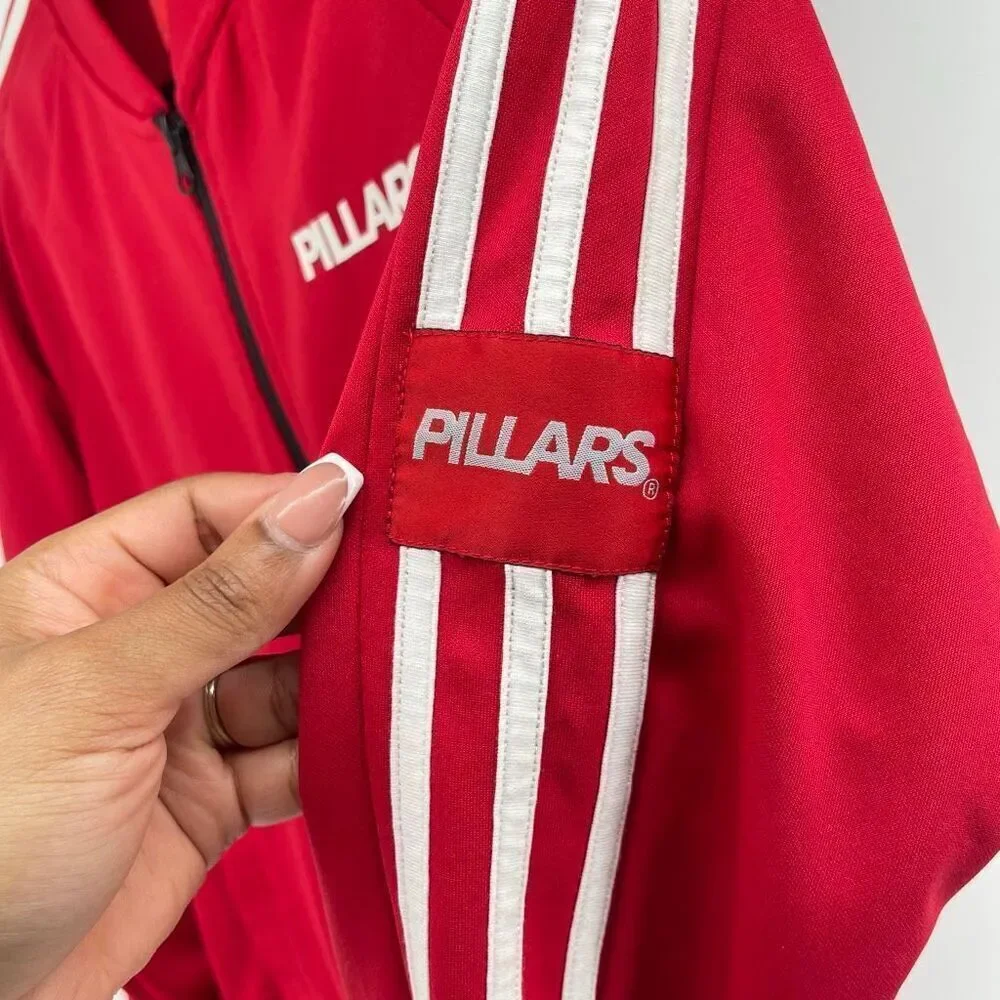 Pillars Men’s Red Track Jacket XS Oversized Zip Up Streetwear Athleisure